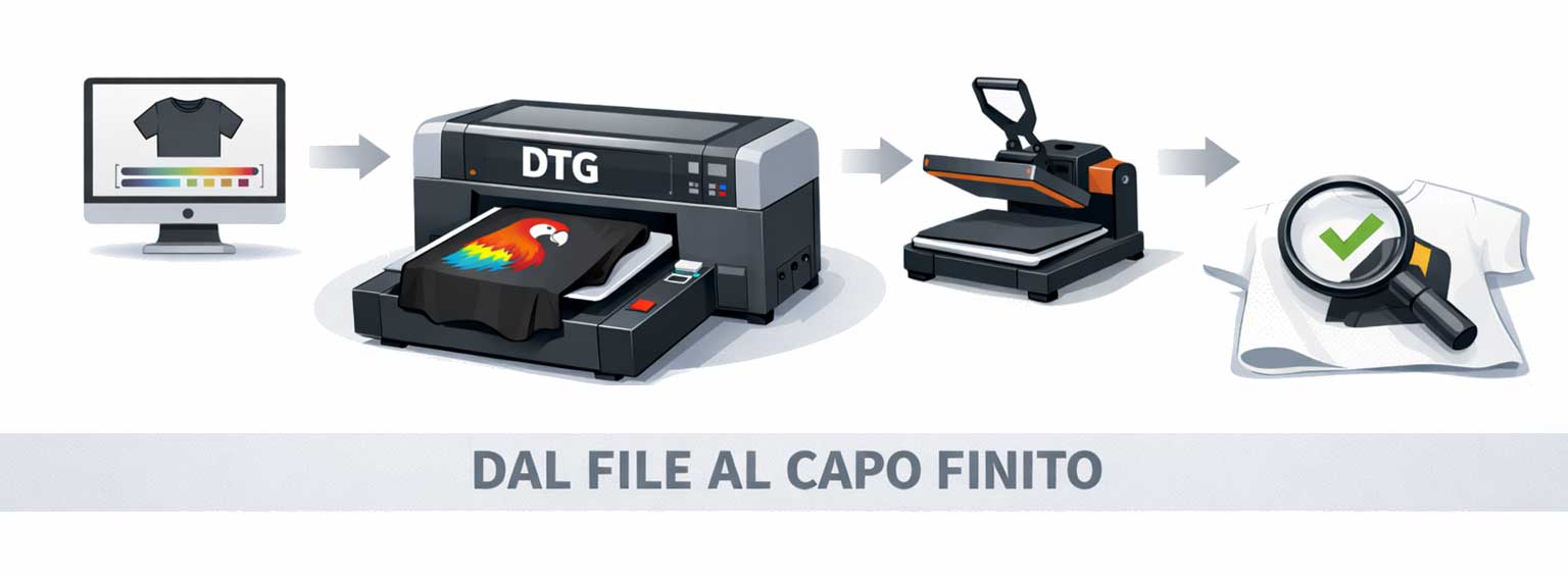 Schema processo di stampa DTG